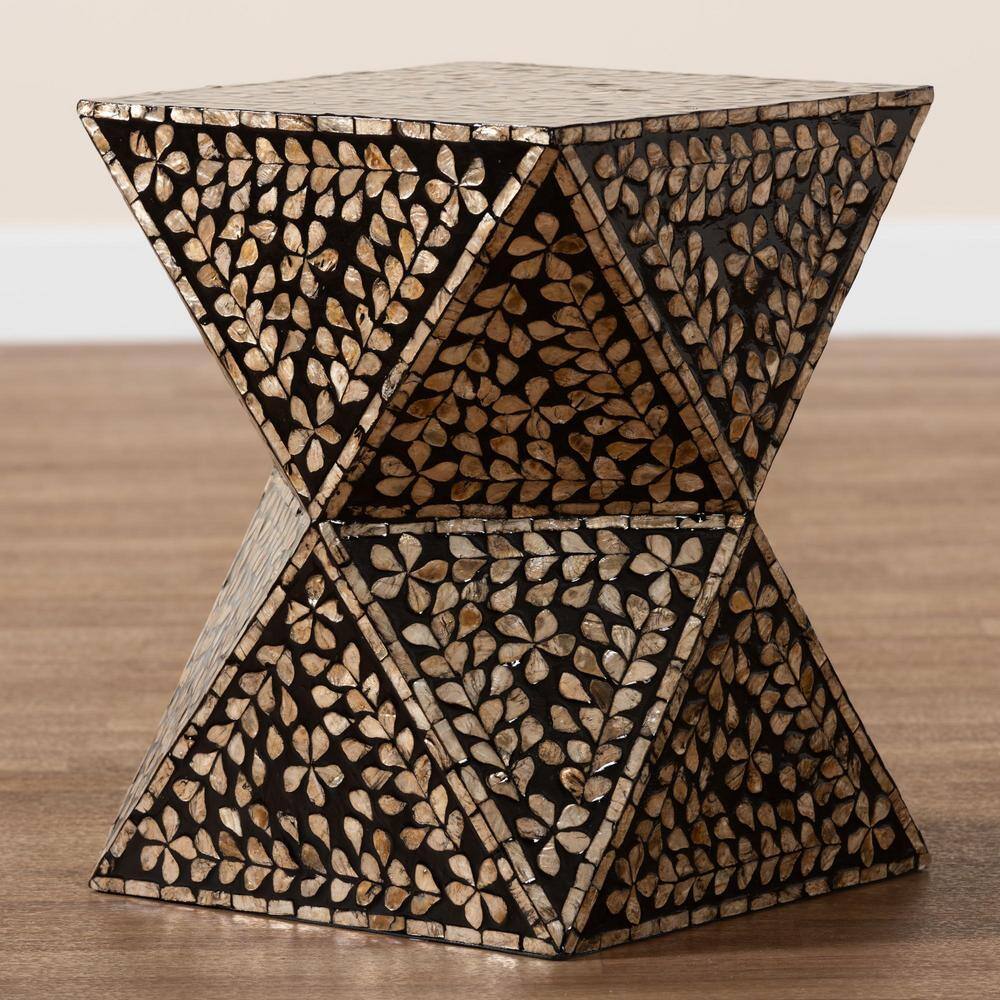 Feronia Black and Bronze Mother of Pearl Hourglass End Table