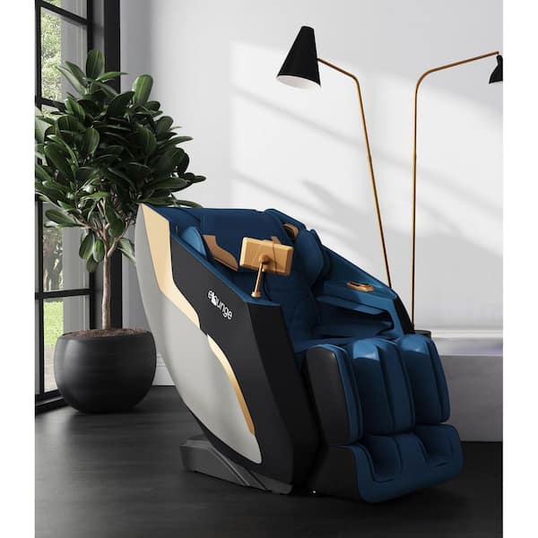 Enhance Navy Faux Leather Massage Chair with 2D Human Therapy Mimic Massage Mechanism