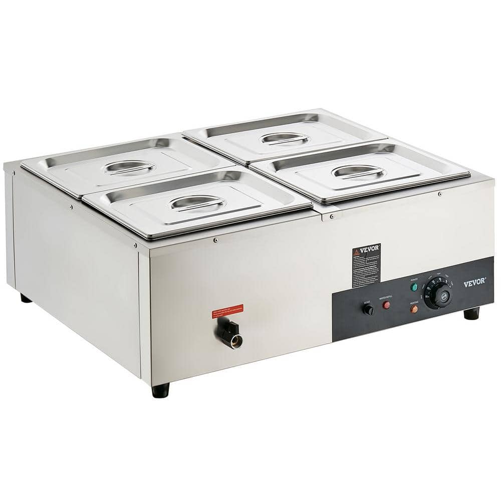 EasyRose Commercial Food Warmer 2-Pan Steam Table Food Warmer with  Temperature Control & Lids, Electric Warming Trays for Food or Sauces-120V,  1200W
