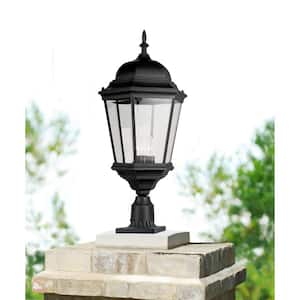Classical 3-Light Black Outdoor Lamp Post Light Fixture with Clear Glass