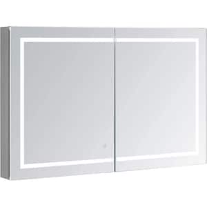 Royale Plus 40 in. W x 30 in. H Clear Recessed/Surface Mount Medicine Cabinet with Mirror, Bi-View Doors, LED, Defogger