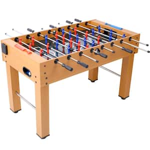 54 in. Brown Hurricane Foosball Table for Family Game Rooms, Analog Scoring and Free Accessories