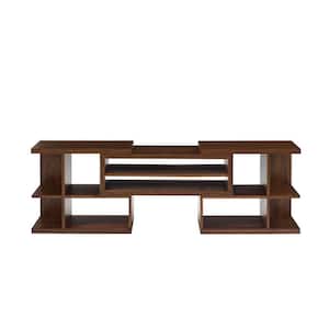 55-78 in. Dark Walnut Wood Modern Adjustable TV Stand for TVs Up to 82 in.