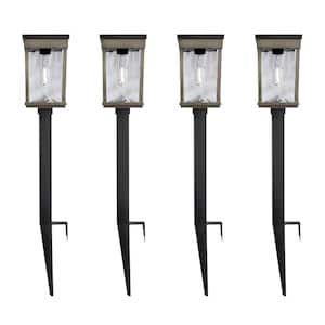 20 Lumens Black and Grey LED Weather Resistant Outdoor Solar Path Light (4-Pack)