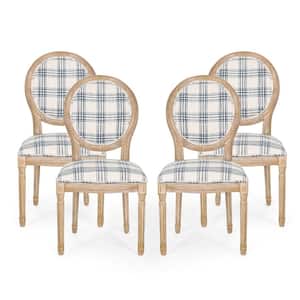 Karter Dark Blue Plaid and Light Beige Upholstered Dining Chair (Set of 4)