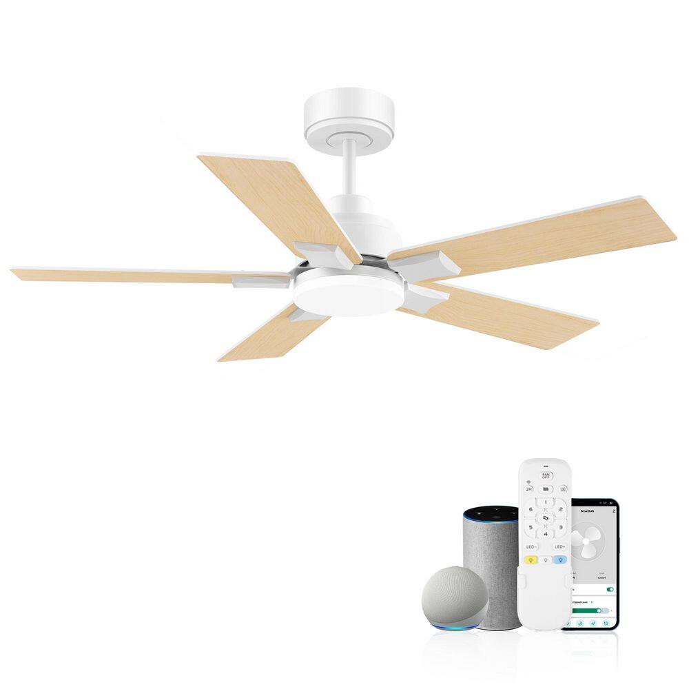 52 in. White 5 Blades Downrod Standard Ceiling Fan with Light and Voice via Alexa Google WIFI App, Remote Included price history on PriceWatchPro