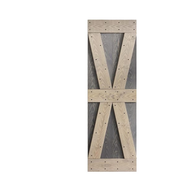 COAST SEQUOIA INC X Series Embossing 24 in. x 84 in. Dark Gray/Light Gray DIY Knotty Wood Sliding Door Slab