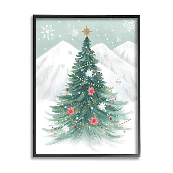 Stupell Industries Subtle Christmas Tree in Snow by Sharon Lee 1-Piece Framed Graphic Print Nature Poster Art Print 14 in. x 11 in.