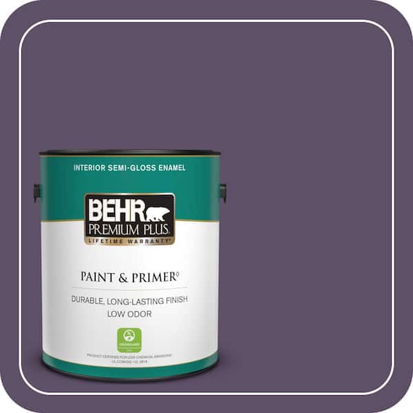 BEHR PREMIUM PLUS 1 gal. #M560-7 Muscat Grape Semi-Gloss Enamel Low Odor Interior Paint & Primer