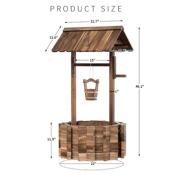 Sizzim Wood Wagon Planter Box, Mobile Garden Planter with Wheels, Decorative Planter