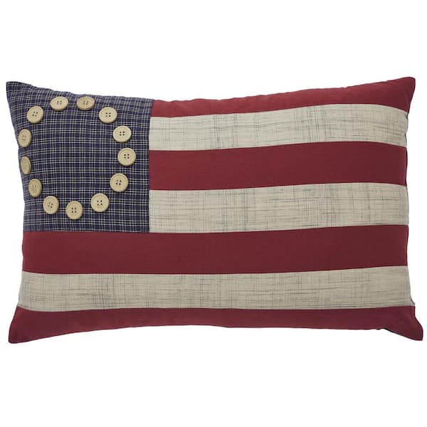 My Country Patriotic Red Khaki Navy Americana Flag 14 in. x 22 in. Throw Pillow