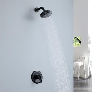 6-Spray Patterns with 2.5 GPM 6 in. Wall Mount Rain Fixed Shower Head in Matte Black Valve Included