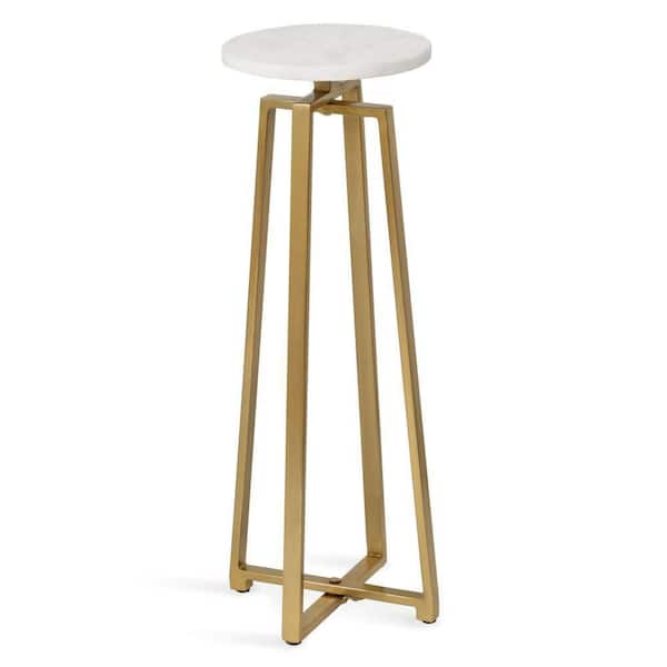 Kate and Laurel Zia 9.00 in. D Marble 23.00 in. H Round Marble End Table
