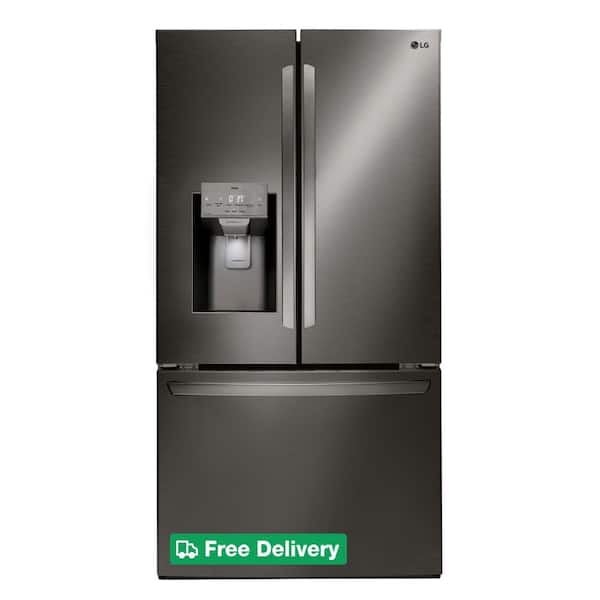 28 cu. ft. 3 Door French Door Refrigerator with Ice and Water with Single Ice in Black Stainless Standard Depth