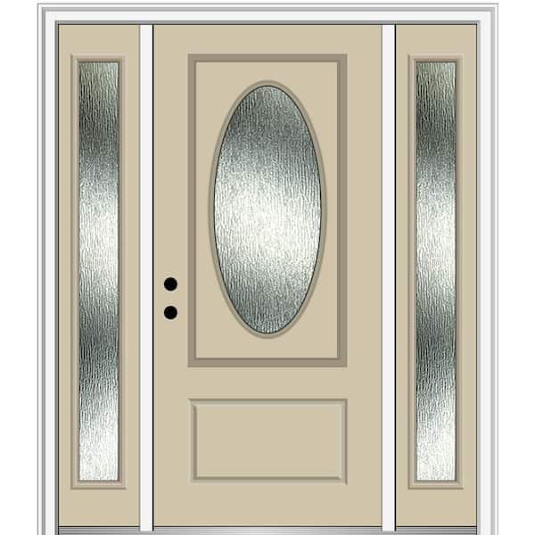 MMI Door 60 in. x 80 in. Right-Hand Inswing Rain Glass Wicker Fiberglass Prehung Front Door on 6-9/16 in. Frame