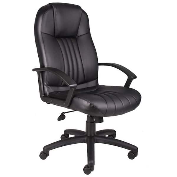 BOSS Office Products Black Leather Executive Chair with Seat Height Adjustment