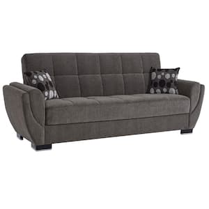 Basics Air Collection Convertible 87 in. Grey Chenille 3-Seater Twing Sleeper Sofa Bed with Storage