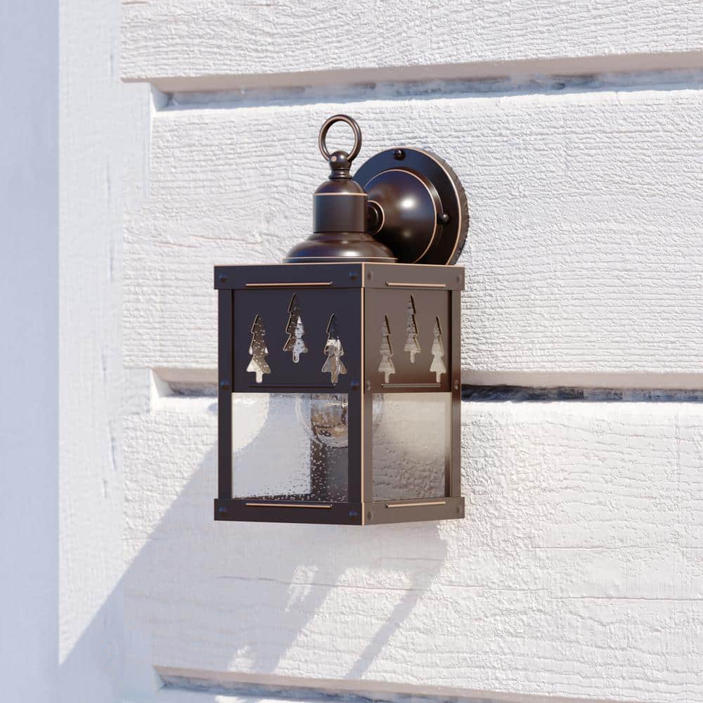 Yosemite 1 Light Bronze Rustic Tree Outdoor Wall Lantern Clear Glass price history on PriceWatchPro