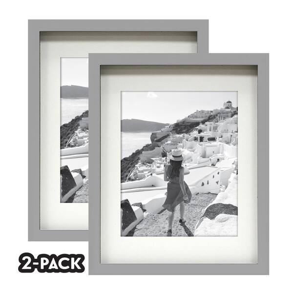 Unbranded Classic Gallery Double Pack Gray Frame 11 in. x 14 in. Mat to 8 in. x 10 in.