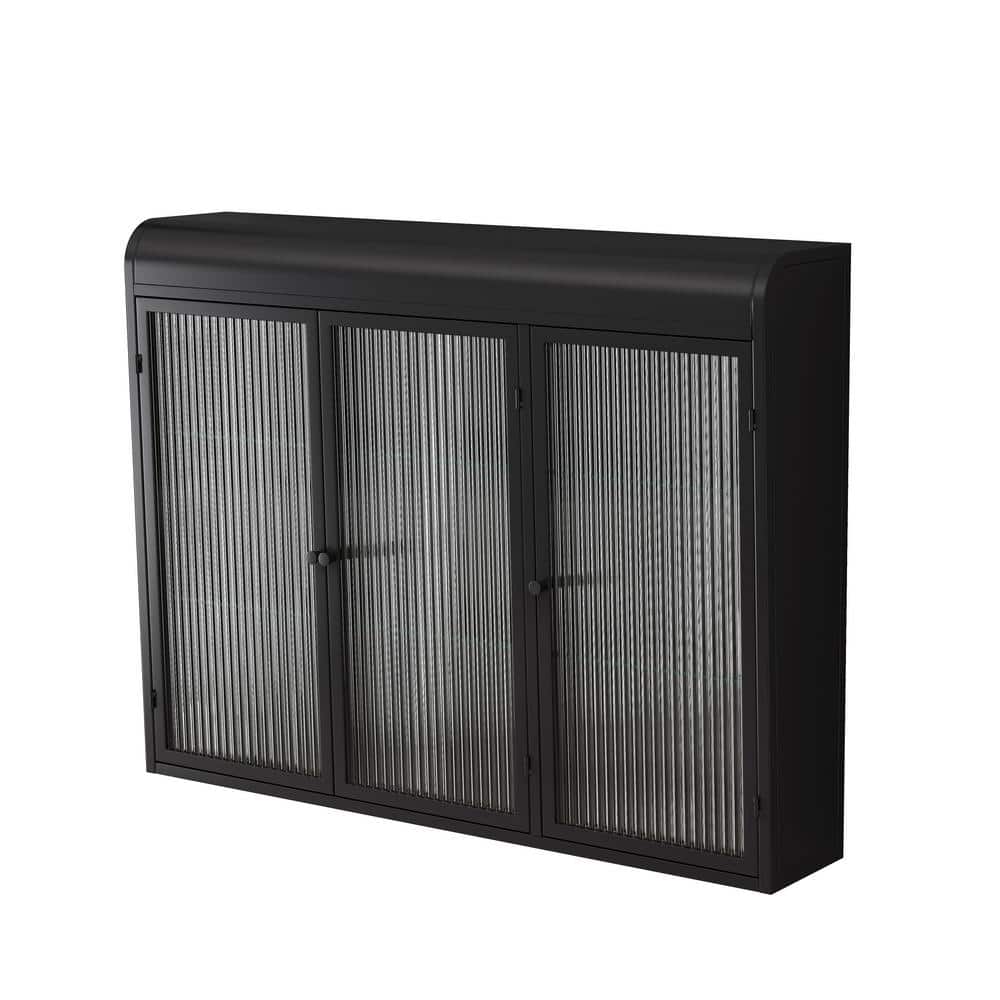 35.5 in. W x 7.9 in. D x 27.6 in. H 3 Door Arched Bathroom Storage Wall Cab