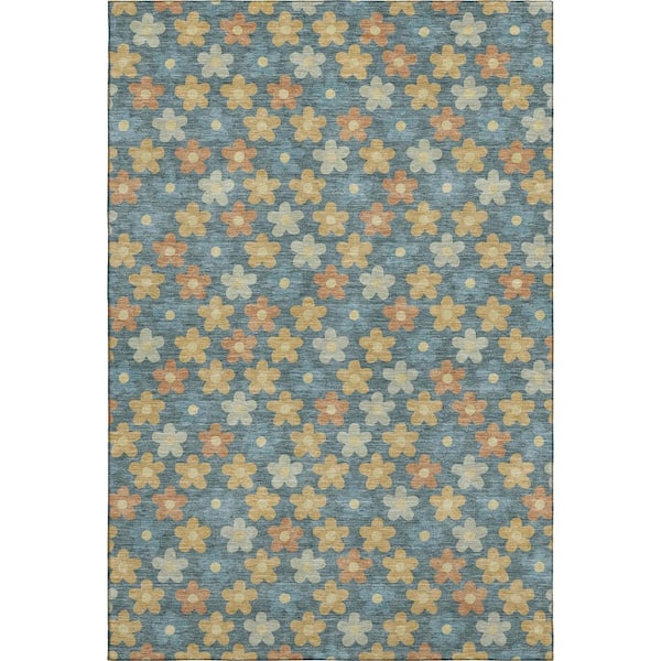 Mayfield Premium Machine Washable Abstract AMF2569 Teal 10 ft. x 14 ft. Area Rug