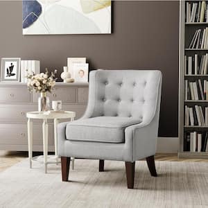 Marseille Light Grey Accent Chair with Tufted Cushions