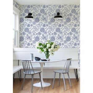 Ada Blue Floral Wallpaper Sample