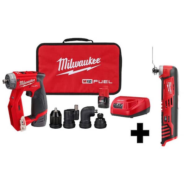 Milwaukee M12 FUEL 12V Lithium-Ion Brushless Cordless 4-in-1 Installation 3/8 in. Drill Driver Kit with M12 Multi-Tool
