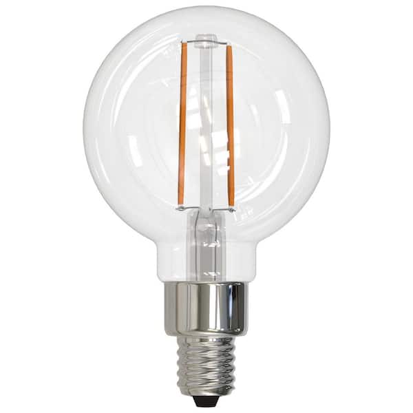 25-Watt Equivalent Dimmable G16 Vintage Edison Clear LED Light Bulb with Candelabra (E12) Base, 2700K, (4-Pack)