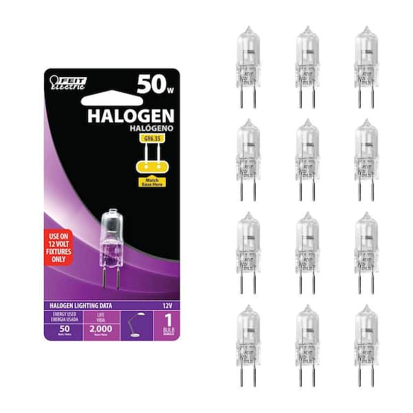 50-Watt Warm White (3000K) T4 GY6.35 Bi-Pin Dimmable Halogen 12-Volt Light Bulb (12-Pack)