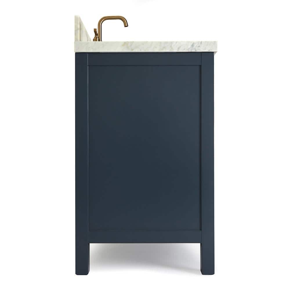 Midnight Blue Marble Top Single Basin Vanity with Brass Hardware