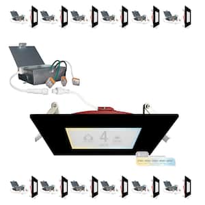 4 in. Black Square 2HR Fire Rated Canless 5CCT Select New Construction 12-Watt Integrated LED Recessed Lighting Kit 12PK
