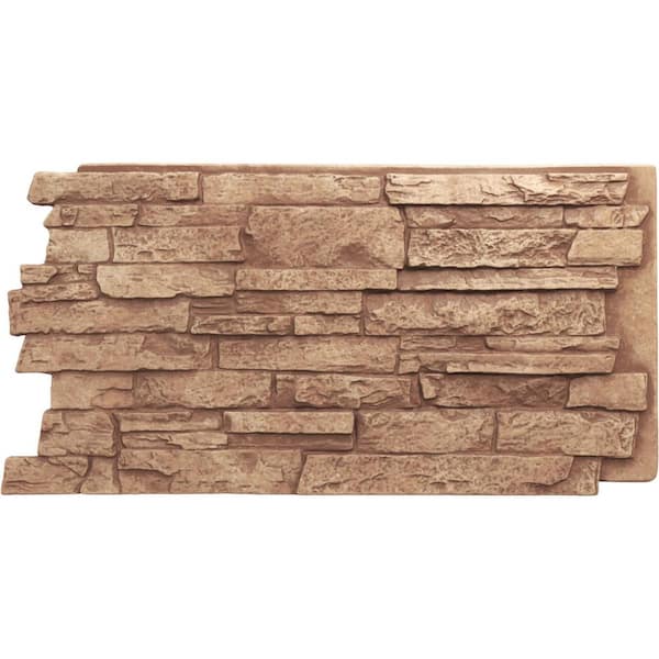 Ekena Millwork Acadia Ledge 49 in. x 1 1/4 in. Wheat Field Stacked Stone, StoneWall Faux Stone Siding Panel