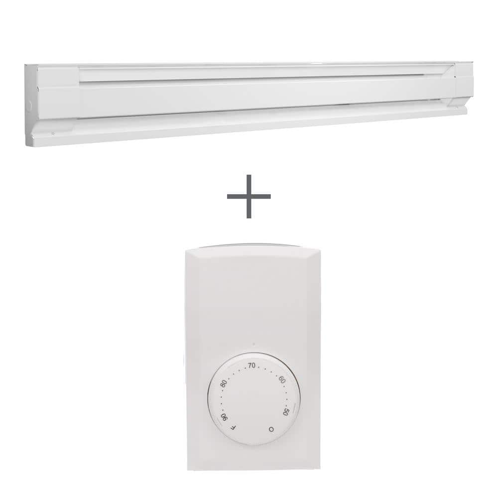 72 in. 240/208-volt 1,500/1,125-watt Electric Baseboard Heater in White with Wall Thermostat price history on PriceWatchPro