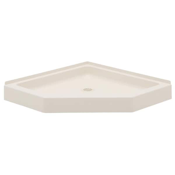 Swan Neo Angle 36 in. x 36 in. Solid Surface Single Threshold Shower Pan in Bisque