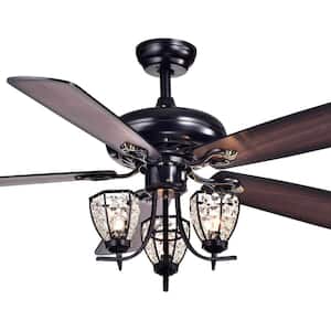 Mirabelle 52 in. Black Indoor Remote Controlled Ceiling Fan with Light Kit