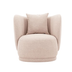 Siri Wheat Contemporary Linen Upholstered Accent Chair with Pillows