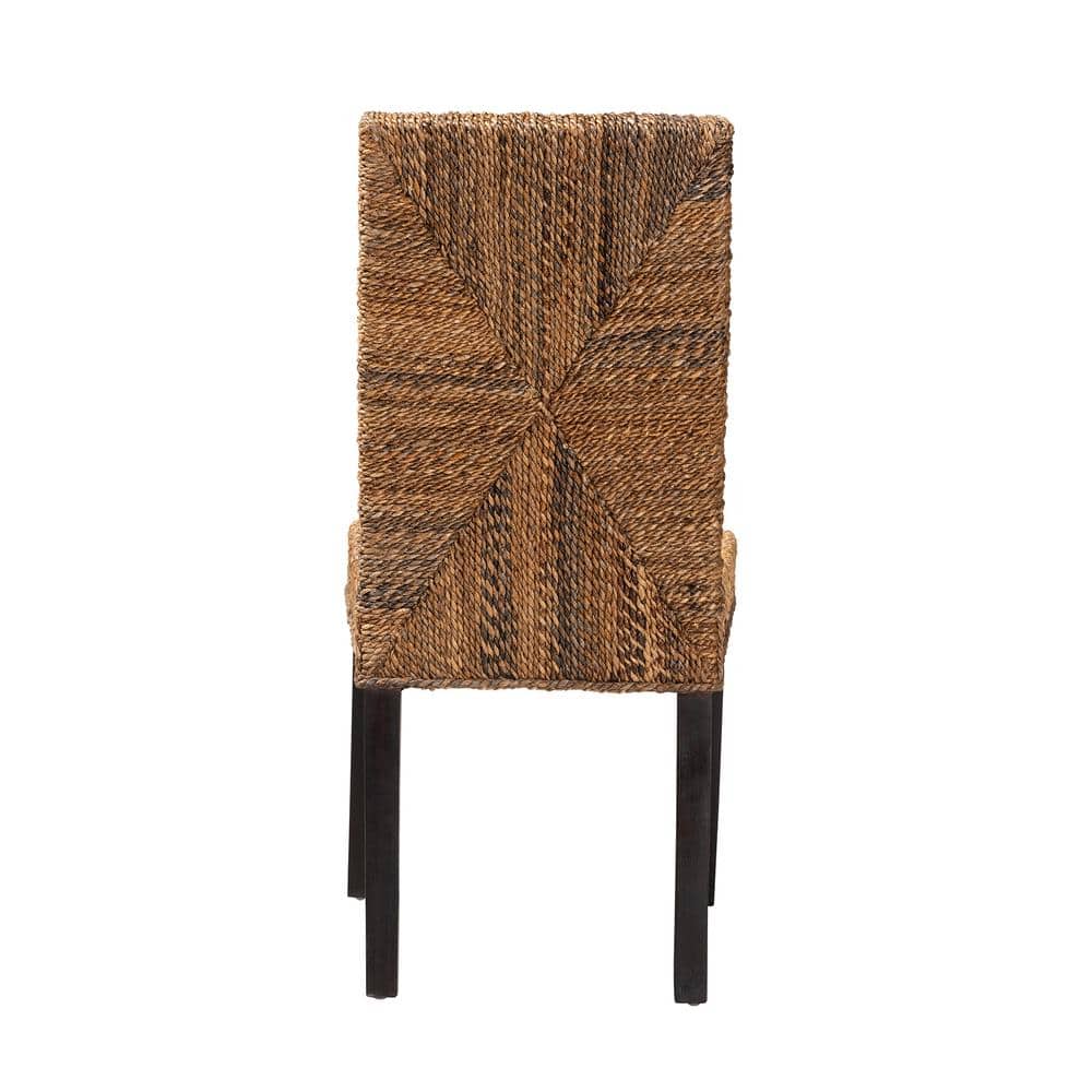 Laymi Bohemian Dark Brown Mahogany and Seagrass Side Chair