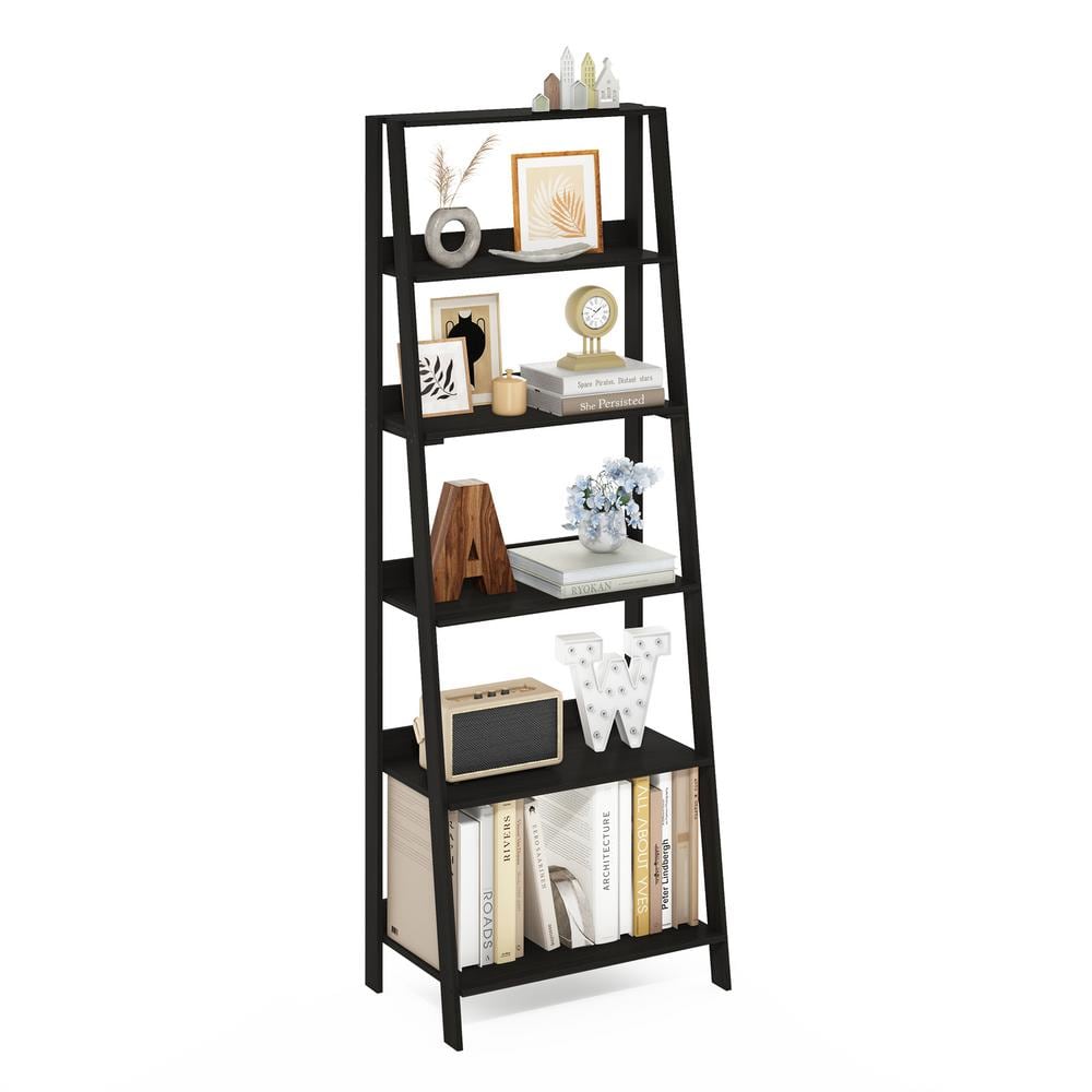 Espresso Wood 6-Tier Ladder Bookcase Display Shelf