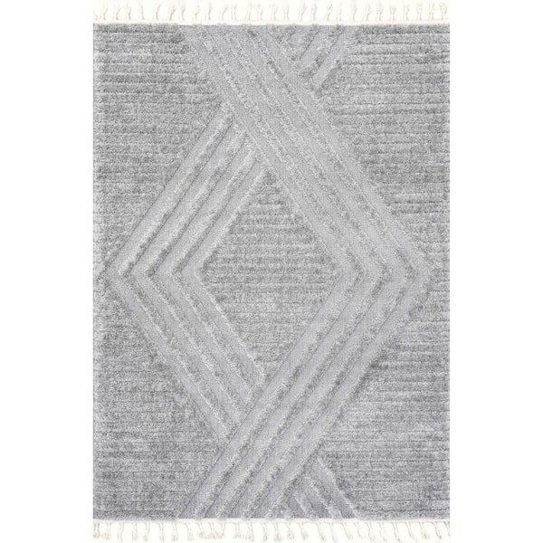 Ellie Traverse Shag Light Grey 12 ft. x 15 ft. Indoor Area Rug