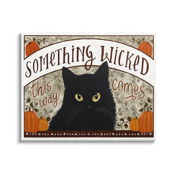 Stupell Industries Something Wicked Black Cat byRaquel Maciel 1 Piece Unframed Graphic Print Animal Poster Art Print 40 in. x 30 in.