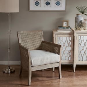 Blaine Cream/Reclaimed Arm chair Natural 28 in. W x 28.5 in. D x 33.5 in. H Cane