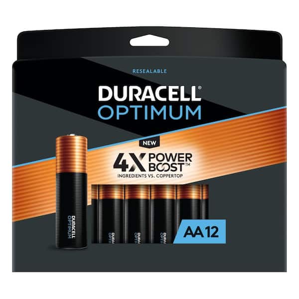 Duracell Optimum AA Alkaline Battery (12-Pack), Double A Batteries