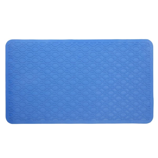 SlipX Solutions 15 in. x 27 in. Large Rubber Safety Bath Mat with Microban in Blue