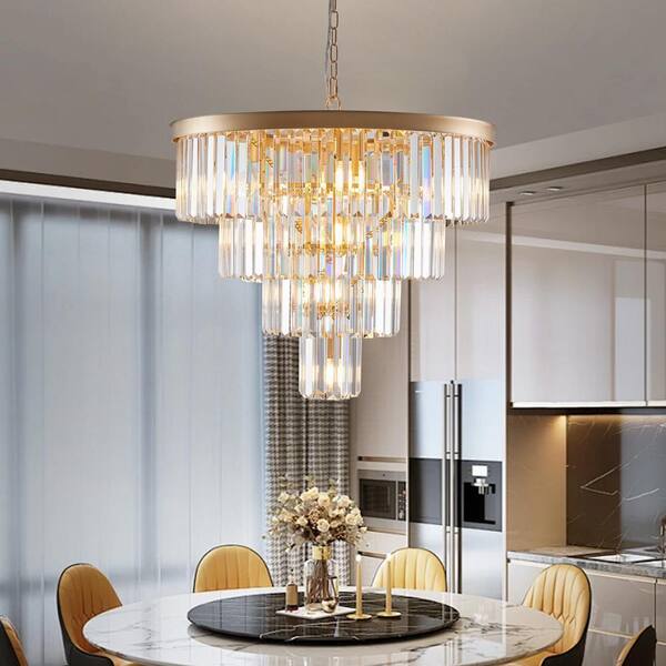 chandelier シェルフ Logmey 12-Light Gold Crystal Chandelier 4-Tier Chandelier For