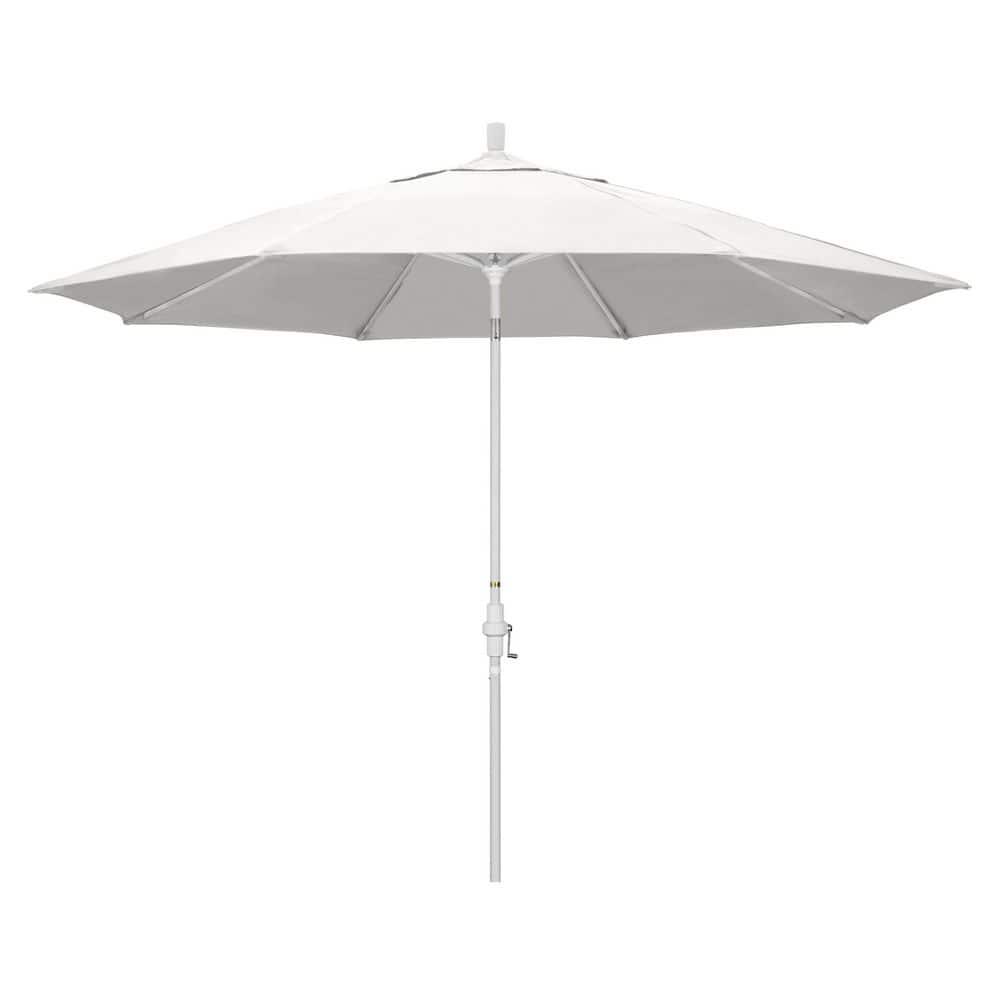 11 ft. Matted White Aluminum Market Patio Umbrella with Aluminum Ribs Collar Tilt Crank Lift in Natural Sunbrella price history on PriceWatchPro