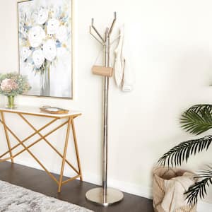 Silver Aluminum Contemporary Coat Rack