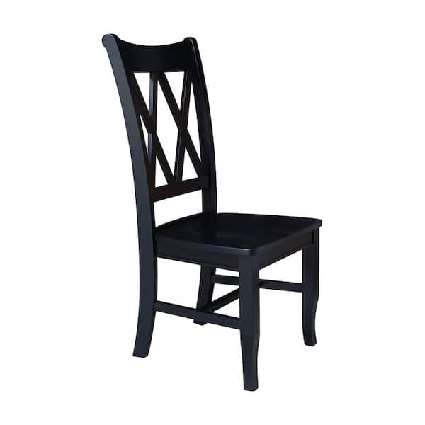 Double XX-Back Solid Wood Black Side Chair (Set of 2)