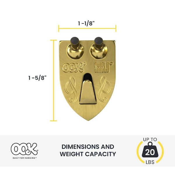 OOK 55007 Shield Picture Hanger Supports Up to 100 Pounds Brass 