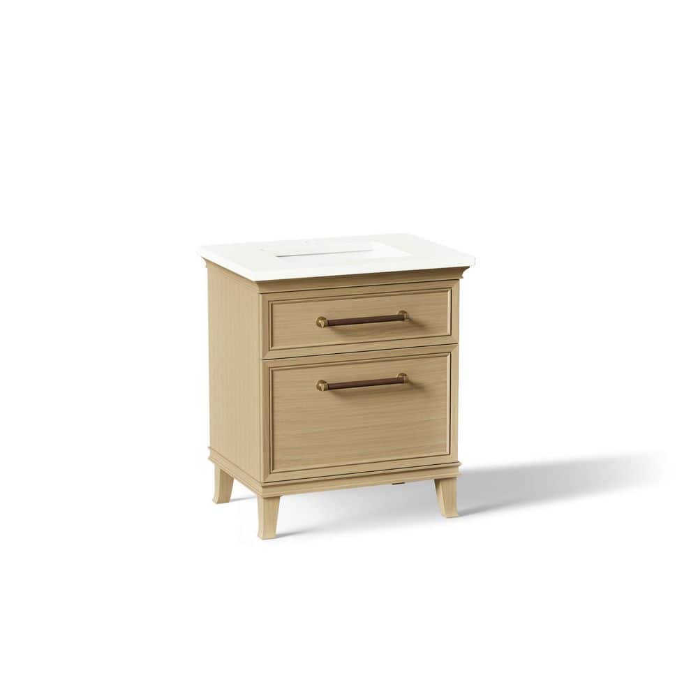 Artifacts 30 in. Freestanding Light Oak Bath Vanity with Miami White Quartz Top and Brass Hardware price history on PriceWatchPro